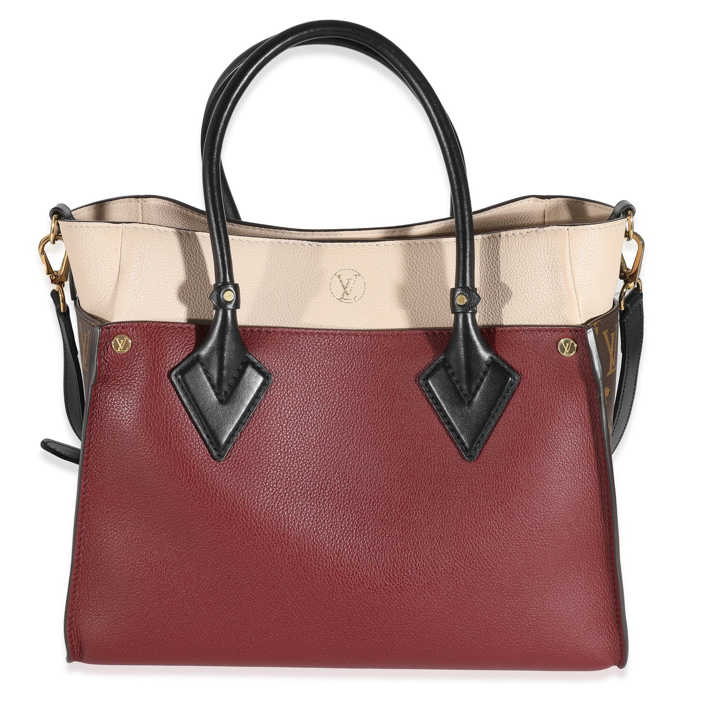 Louis Vuitton Louis Vuitton Bordeaux Calfskin Monogram Canvas On My Side MM