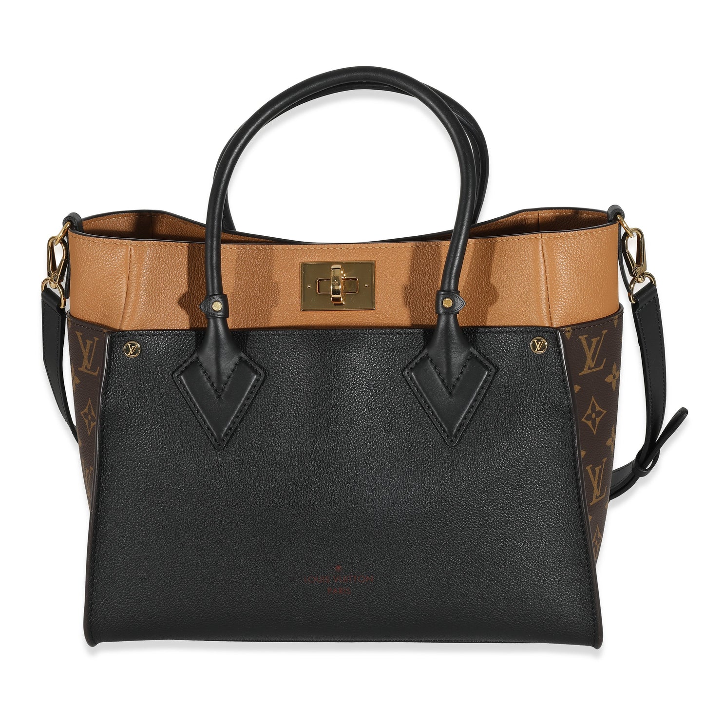 Louis Vuitton Louis Vuitton Black Twist Calfskin Monogram Canvas On My Side MM