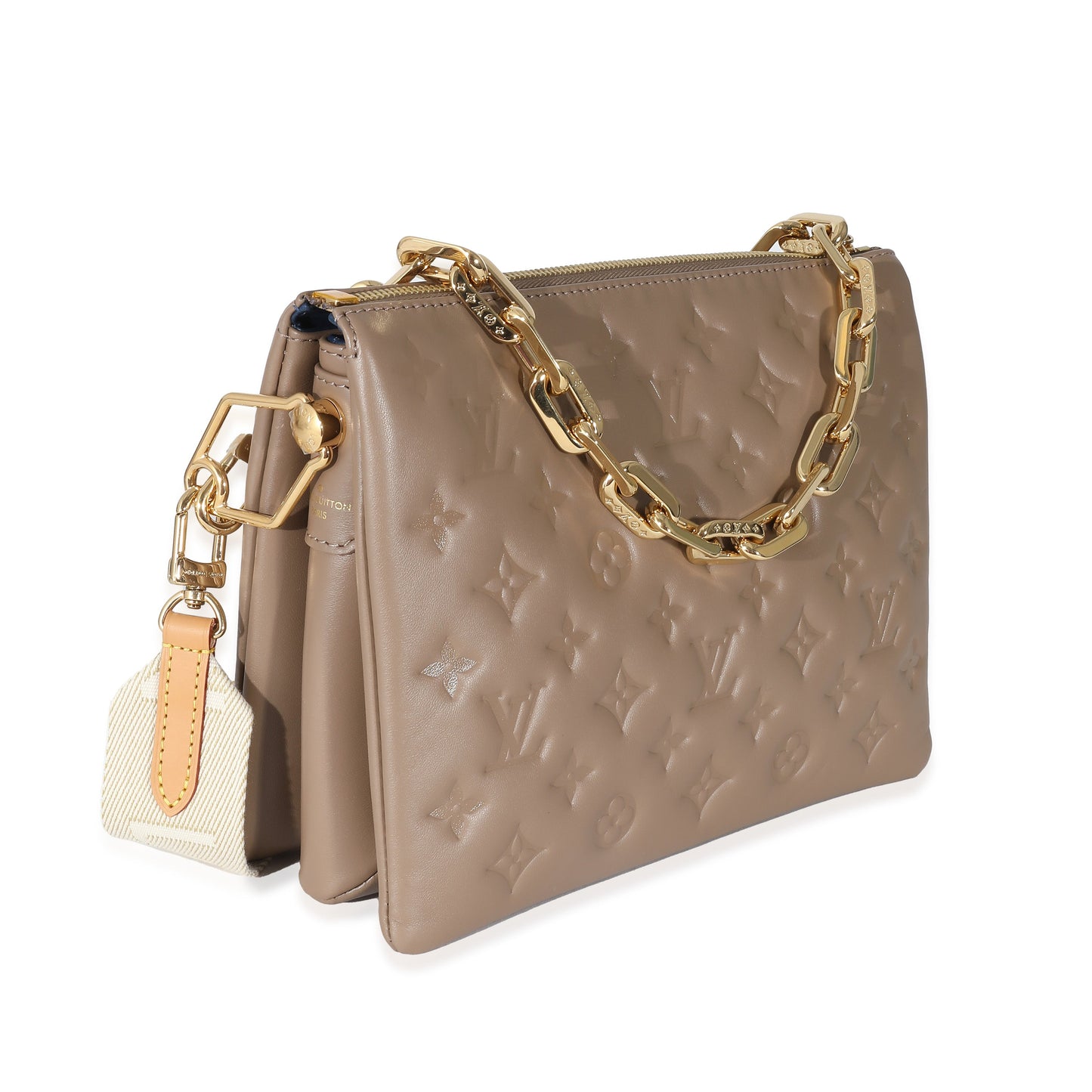 Louis Vuitton Louis Vuitton Taupe Monogram Embossed Lambskin Coussin PM