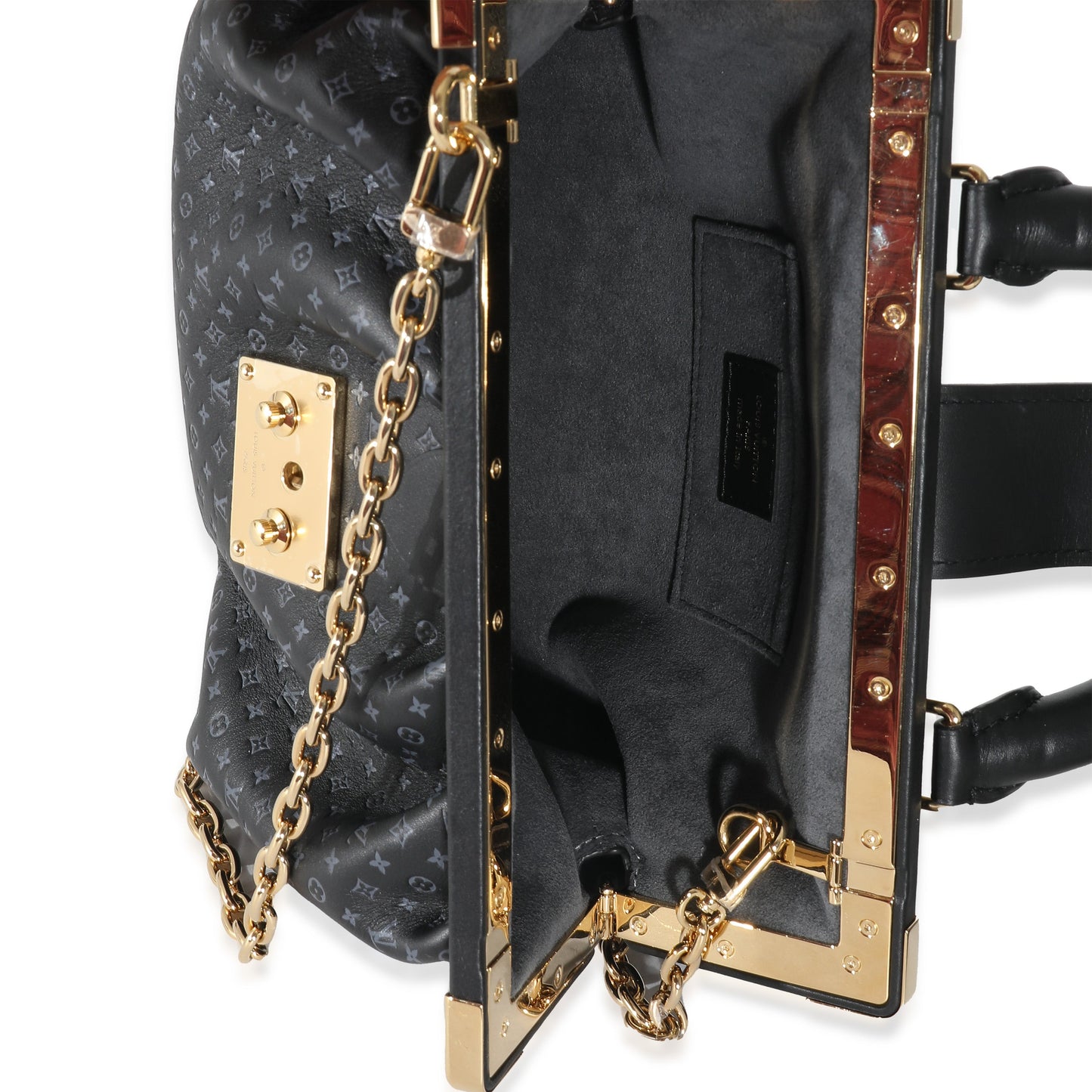 Louis Vuitton Louis Vuitton Black Monogram Embossed Calfskin Nanogram Clutch