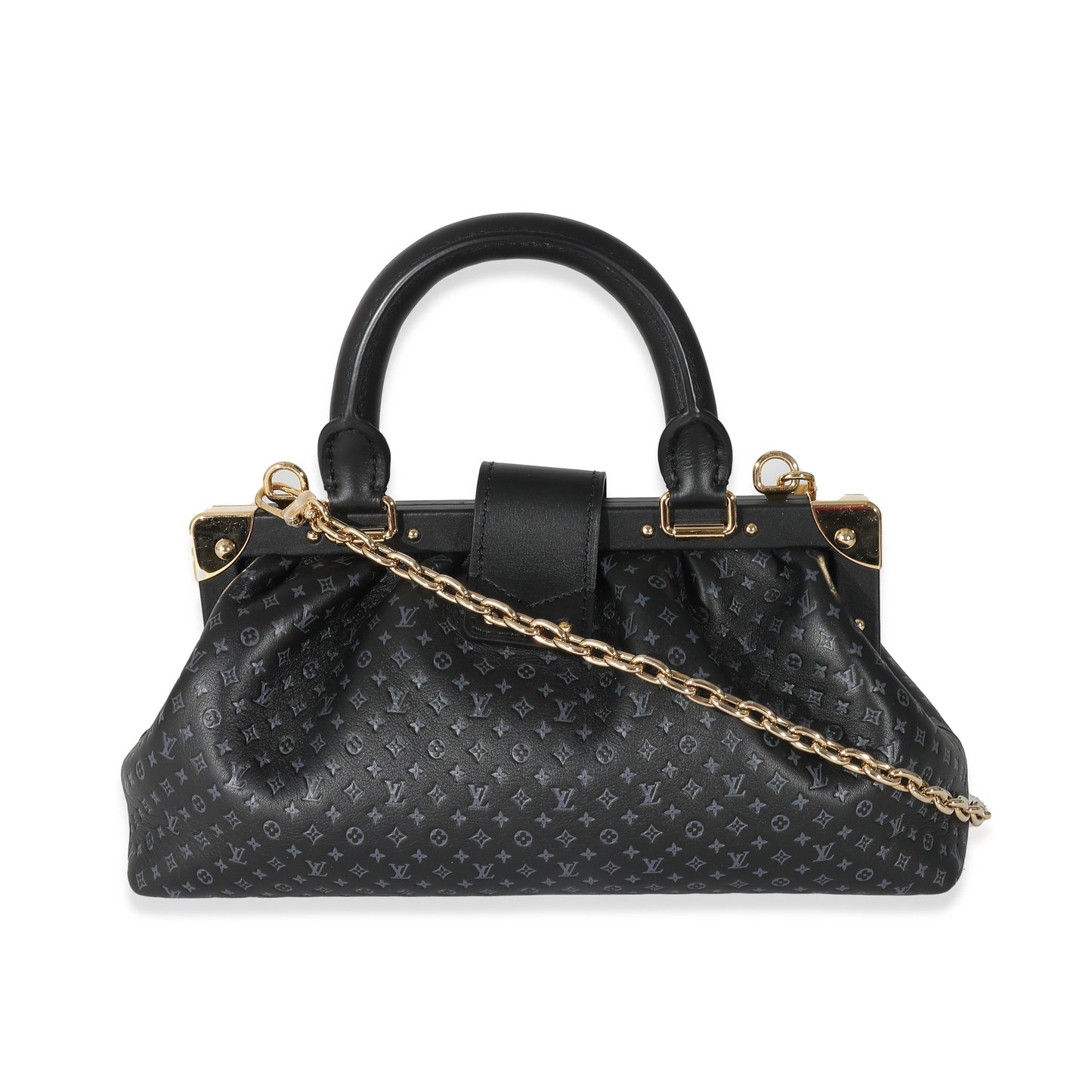 Louis Vuitton Louis Vuitton Black Monogram Embossed Calfskin Nanogram Clutch