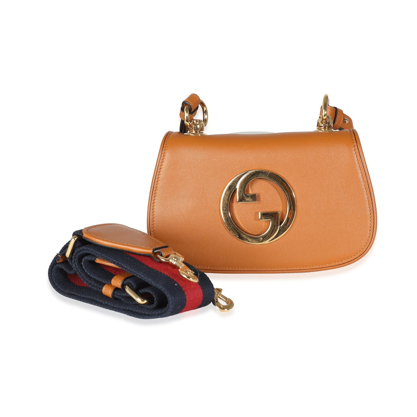 Luxury Gucci Trending 2025 Brown Calfskin Web Mini Blondie Bag