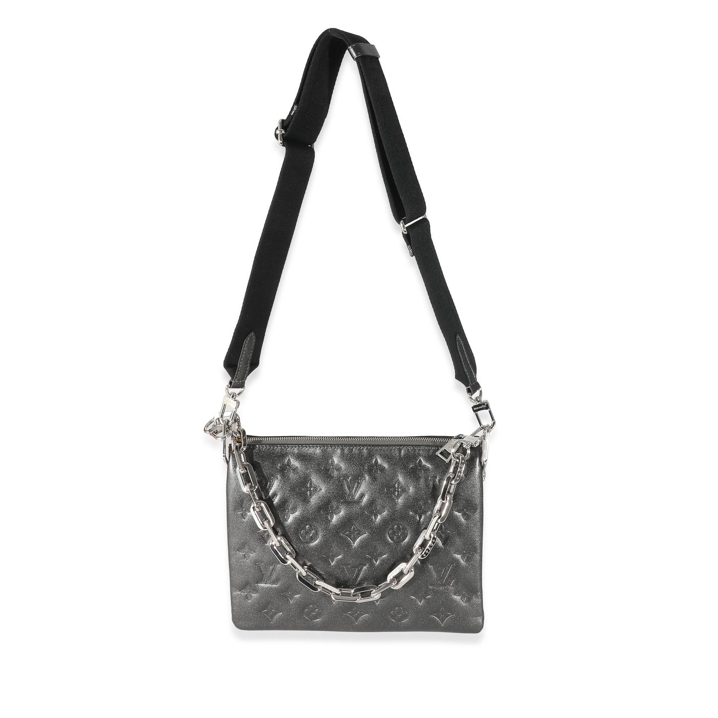 Louis Vuitton Louis Vuitton Anthracite Lambskin Embossed Monogram Coussin PM