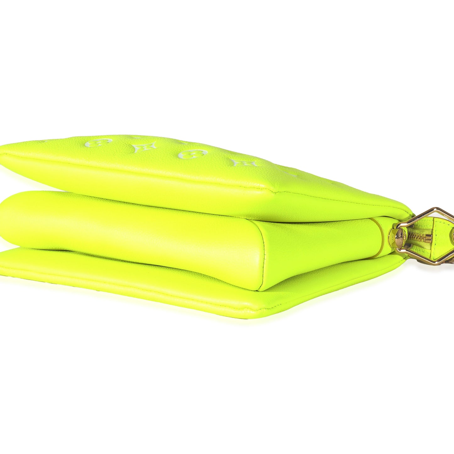Louis Vuitton Louis Vuitton Fluorescent Yellow Calfskin Embossed Monogram LV Match Coussin PM