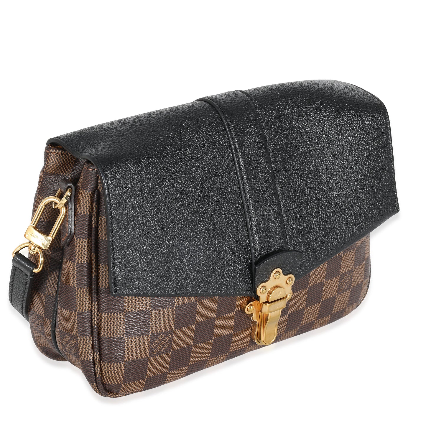 Louis Vuitton Black Leather Damier Ebene Canvas Clapton PM