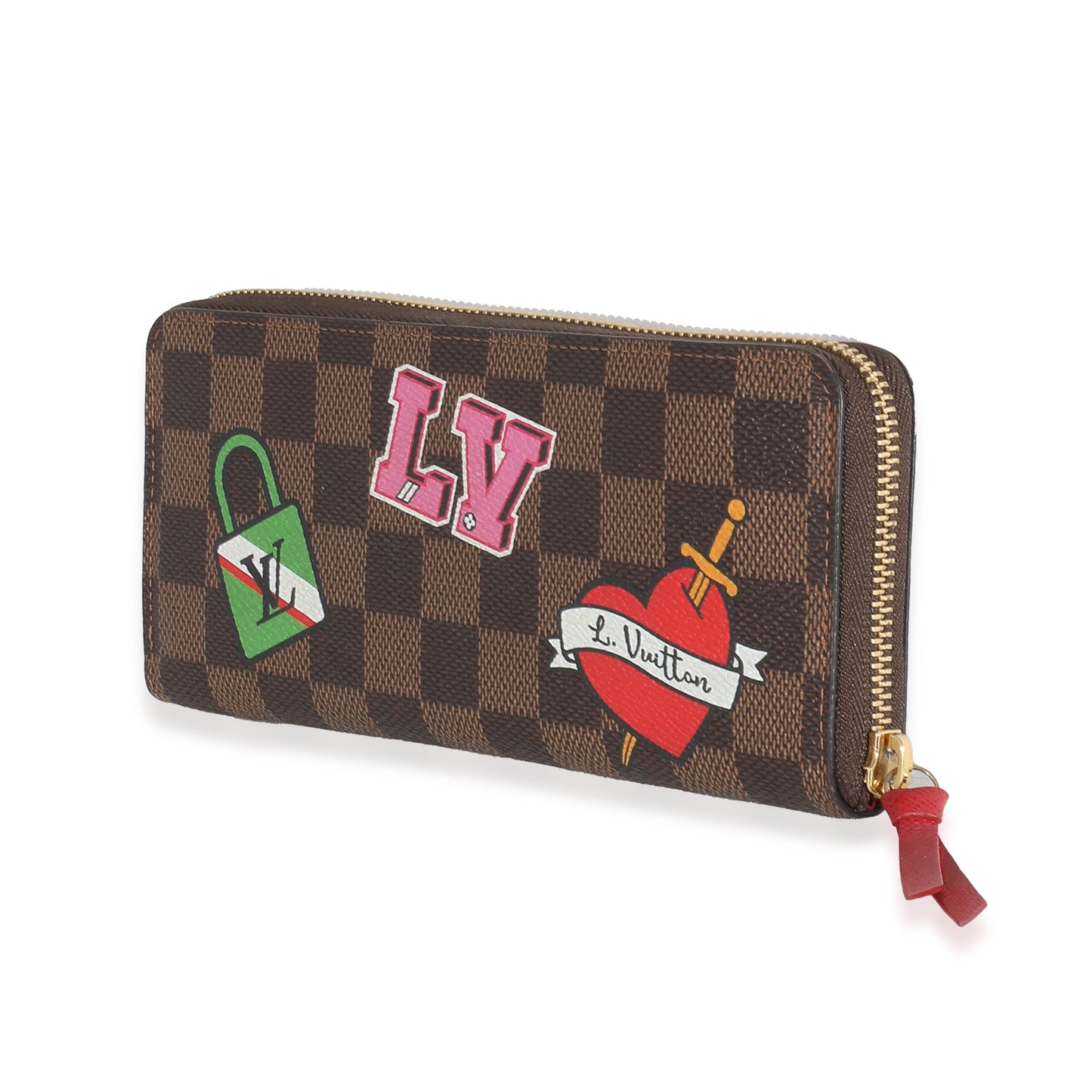 Louis Vuitton Louis Vuitton Damier Ebene Canvas Patches Clemence Wallet