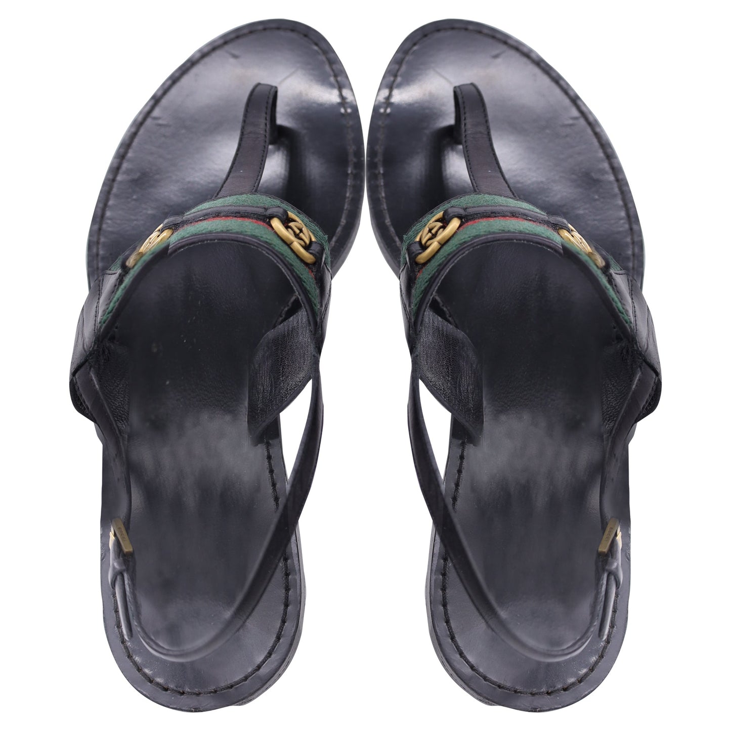 Gucci Interlocking G Web Sandals in Black Leather