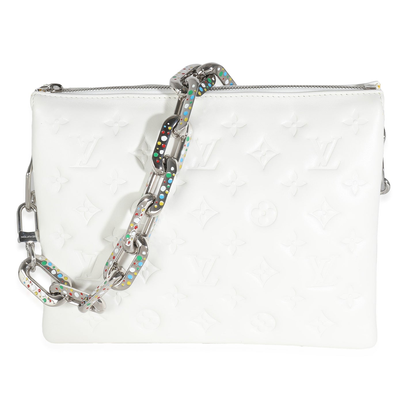 Louis Vuitton x YK White Monogram Embossed Puffy Lambskin Coussin PM