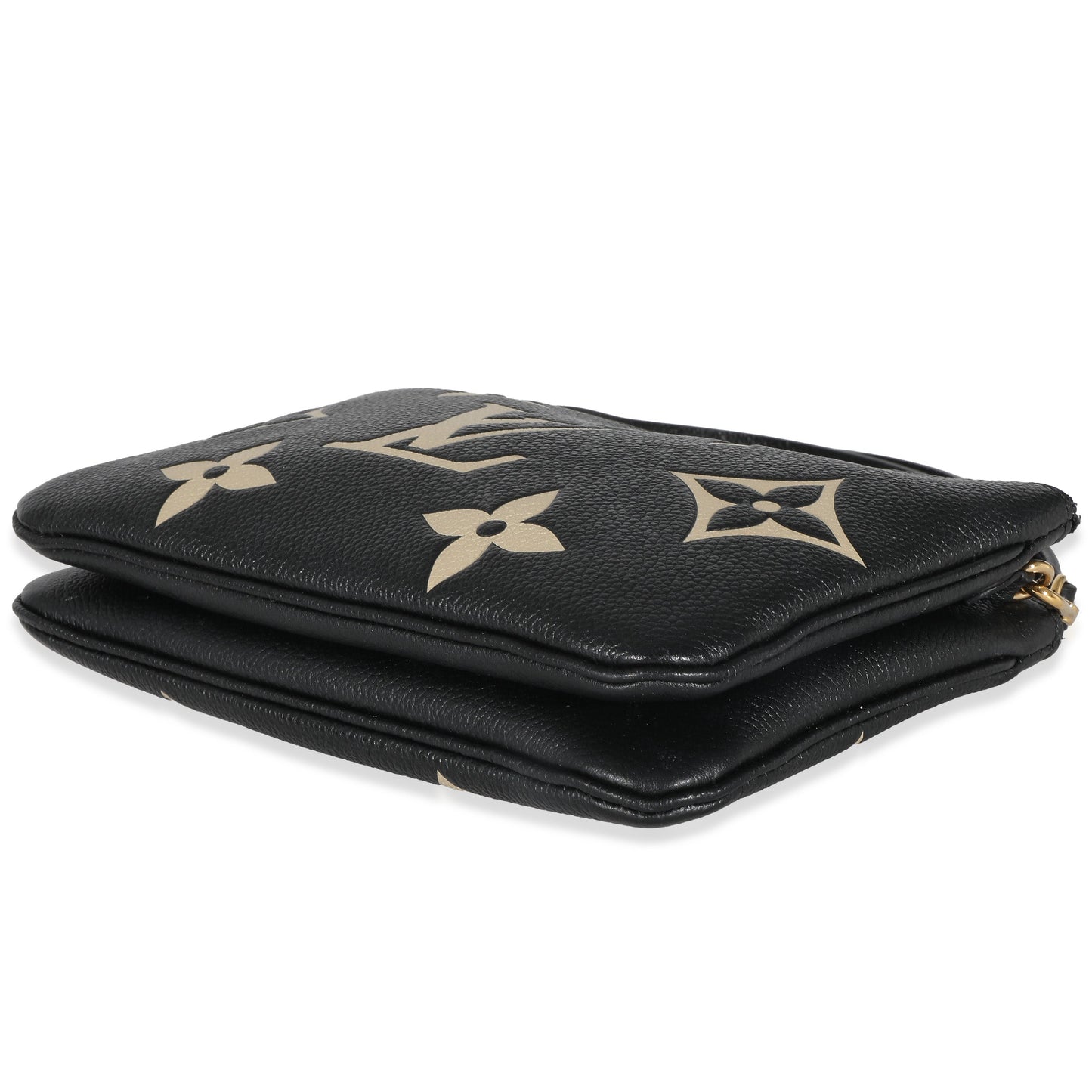 Louis Vuitton Black Beige Giant Monogram Empreinte Double Zip Pochette