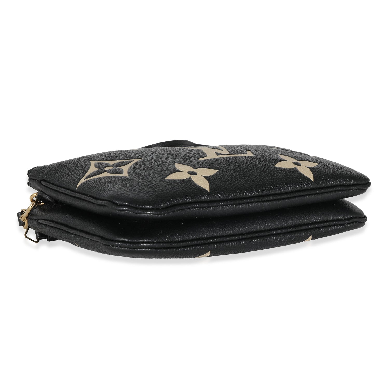 Louis Vuitton Black Beige Giant Monogram Empreinte Double Zip Pochette