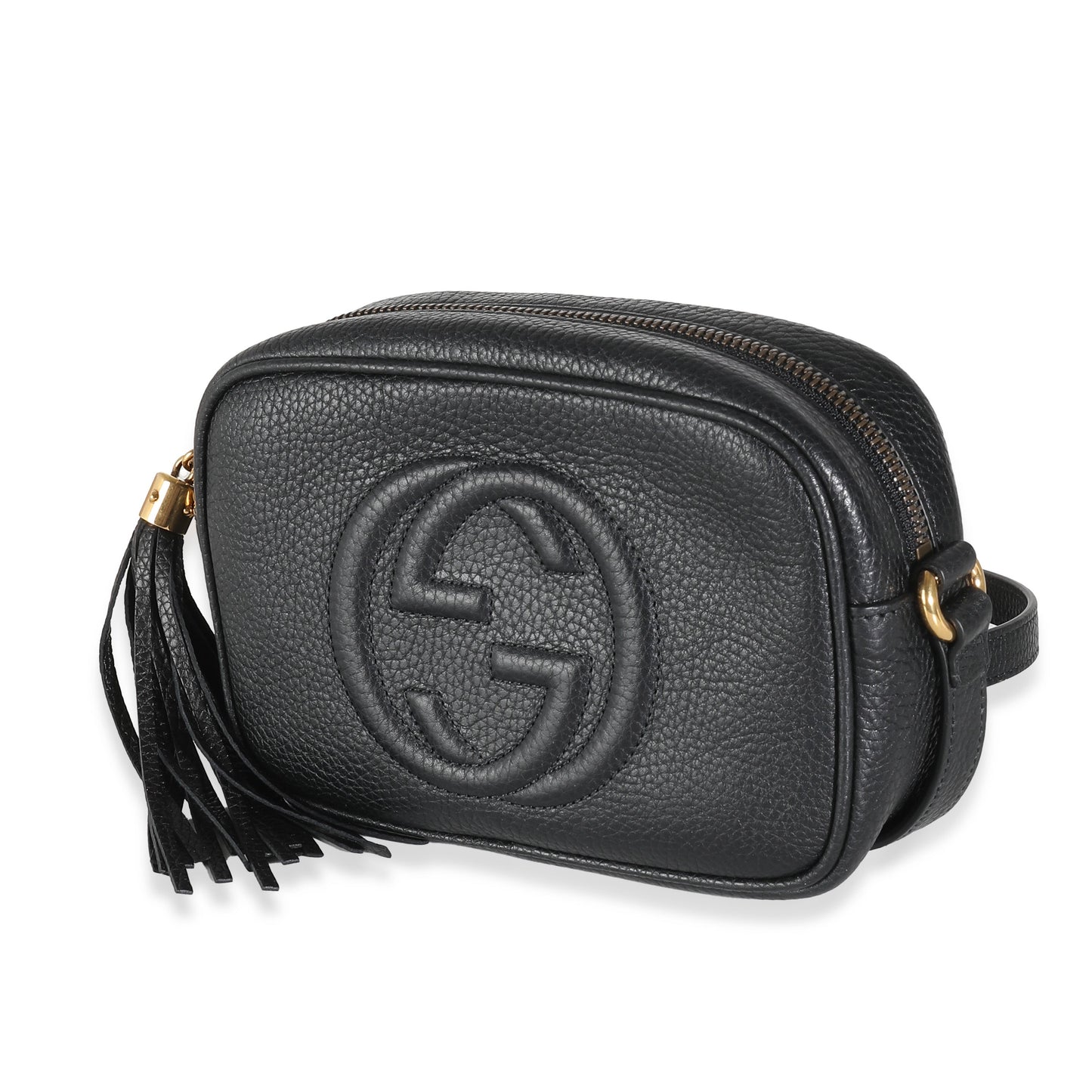Luxury Gucci Trending 2025 Black Pebbled Calfskin Small Soho Disco