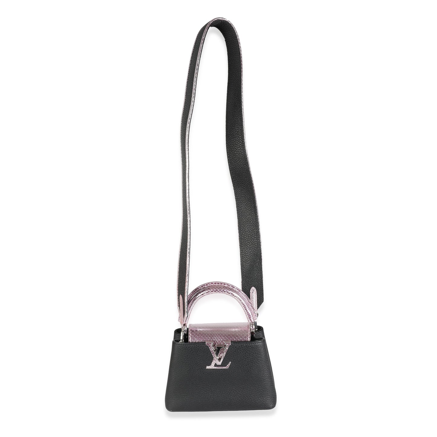 Louis Vuitton Louis Vuitton Black Taurillon Pink Python Mini Capucines