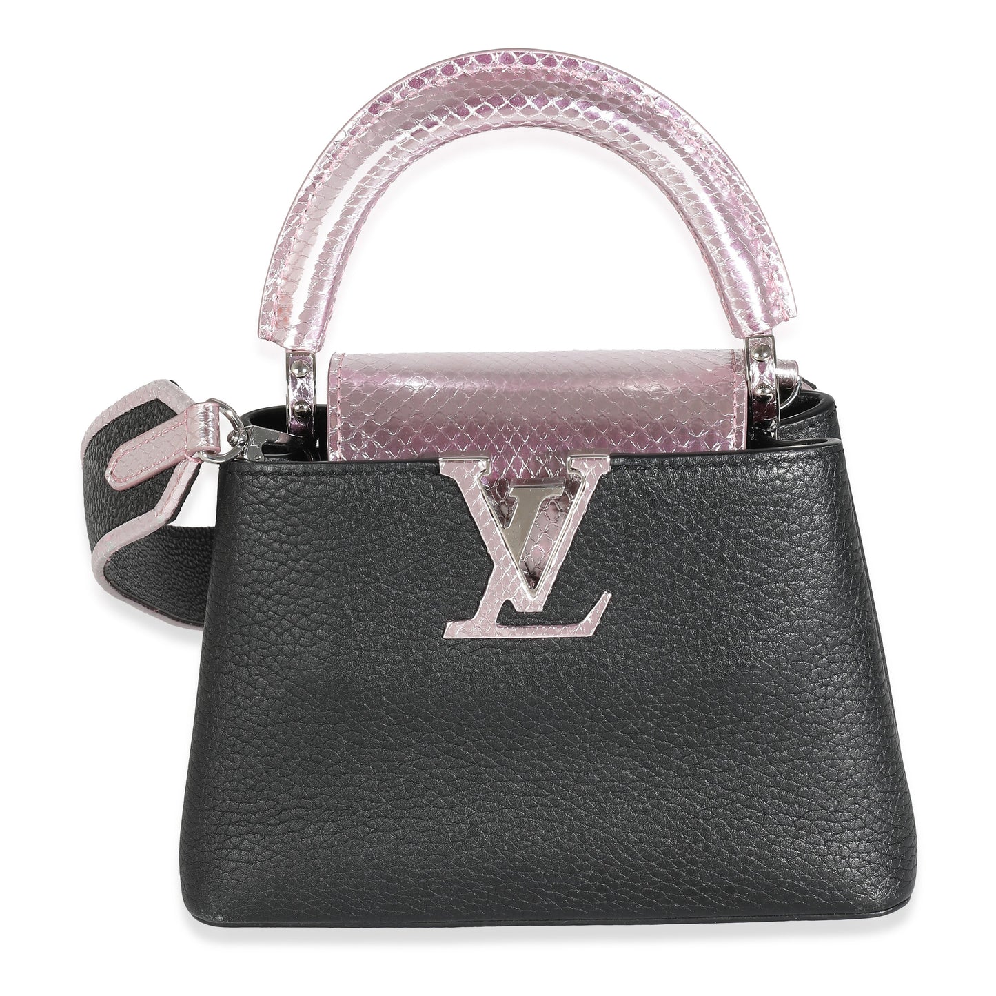 Louis Vuitton Louis Vuitton Black Taurillon Pink Python Mini Capucines