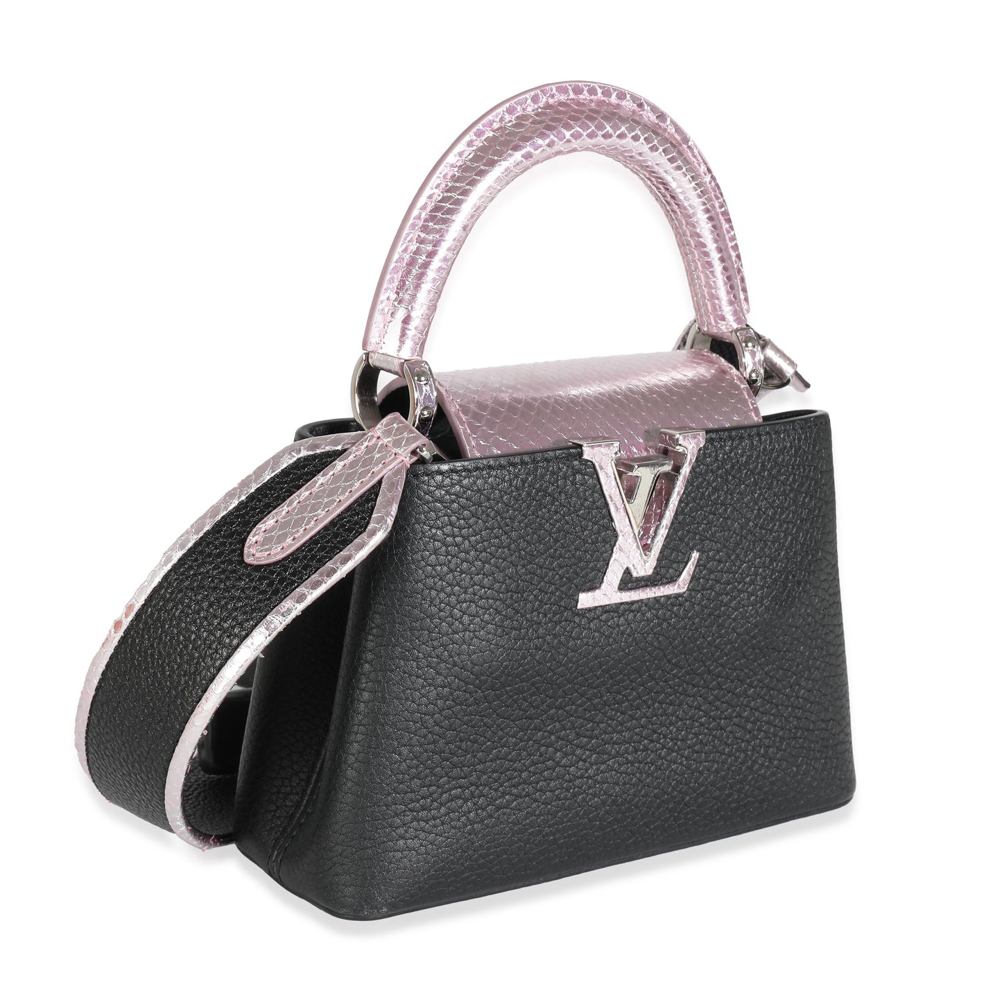 Louis Vuitton Louis Vuitton Black Taurillon Pink Python Mini Capucines