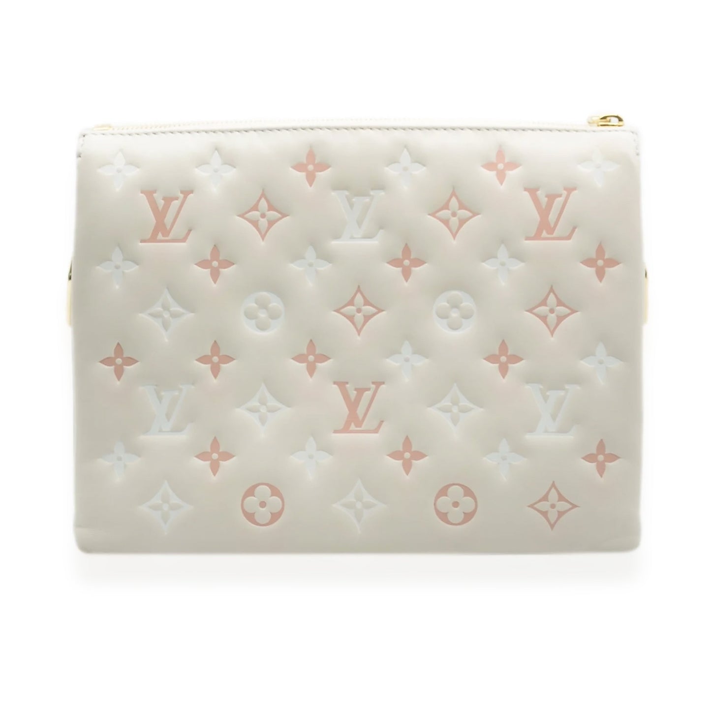 Louis Vuitton Natural Creme Lambskin Embossed Monogram Coussin PM