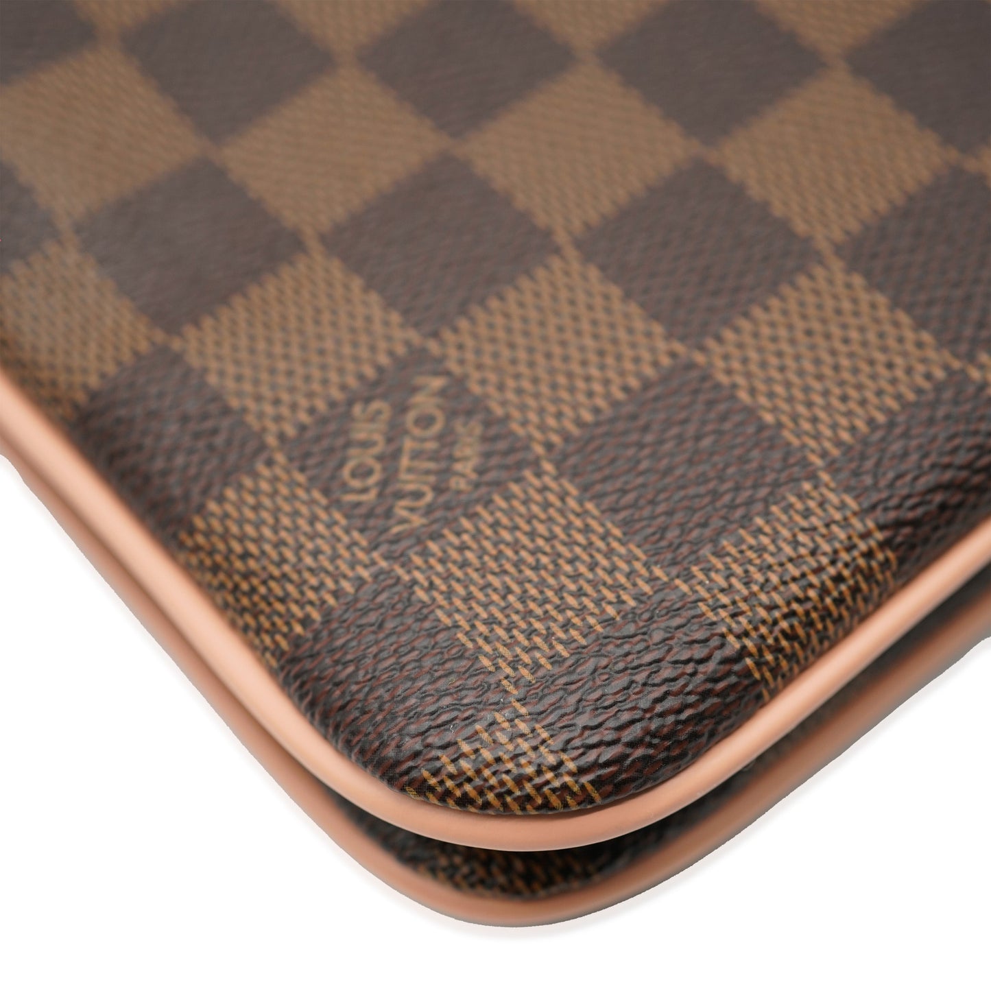 Louis Vuitton Louis Vuitton Pink Damier Ebene Canvas Double Zip Pochette