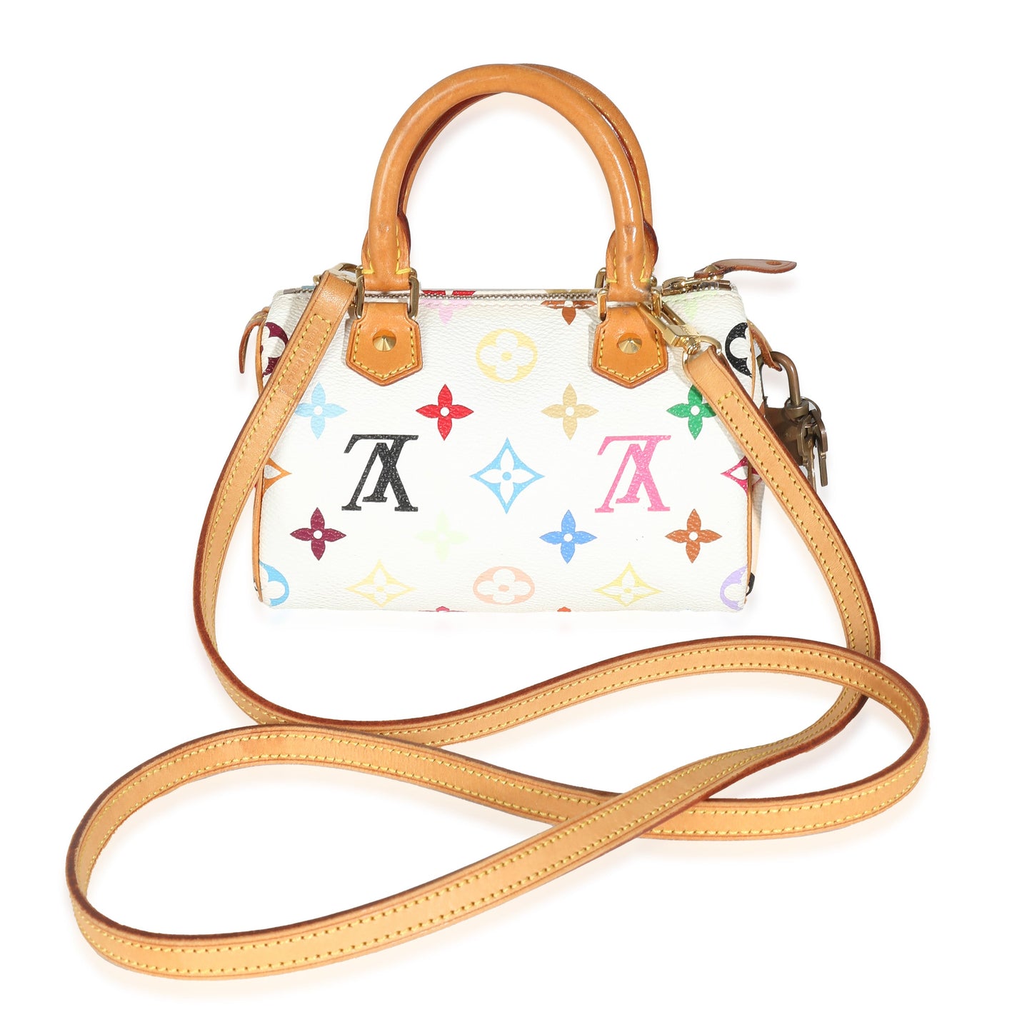 Louis Vuitton Louis Vuitton x Takashi Murakami White Multicolor Monogram Canvas Nano Speedy