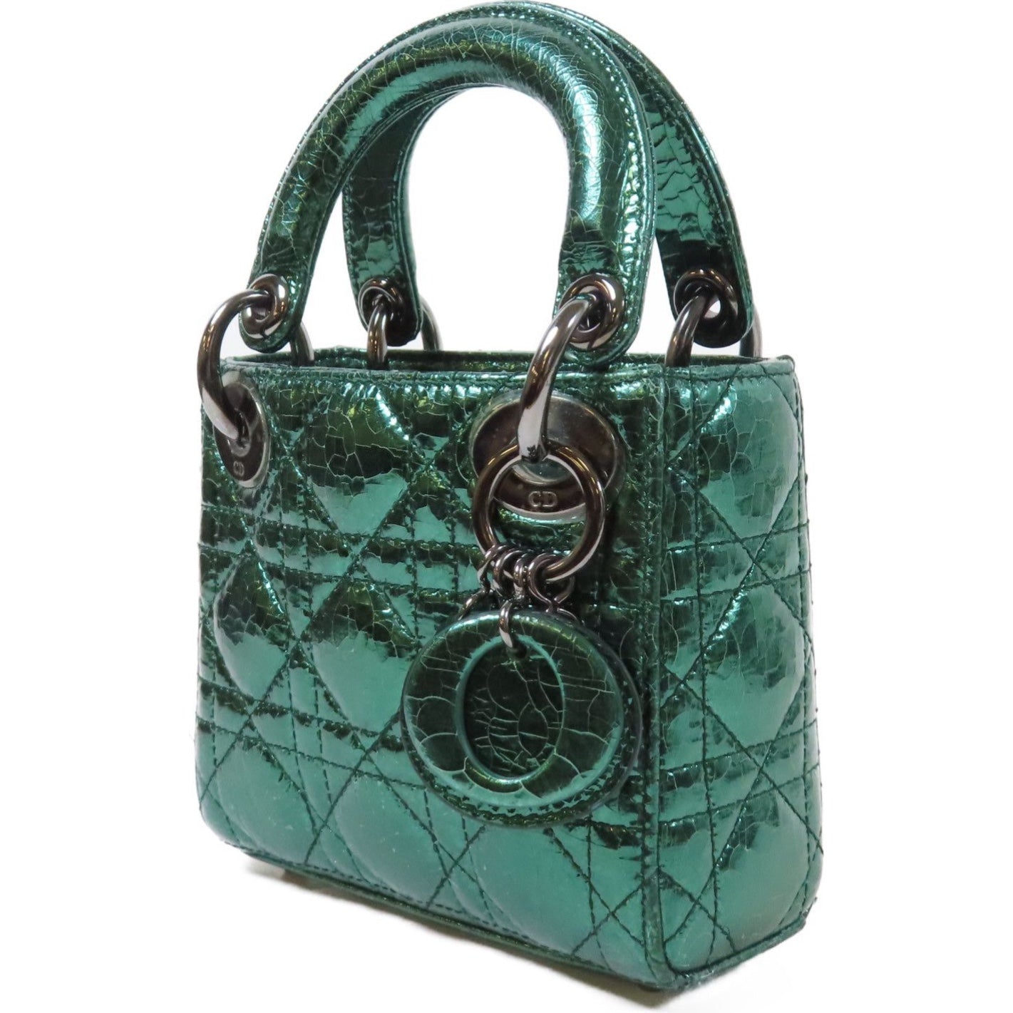 Dior Micro Metallic Crinkled Calfskin Cannage Lady Dior satchel
