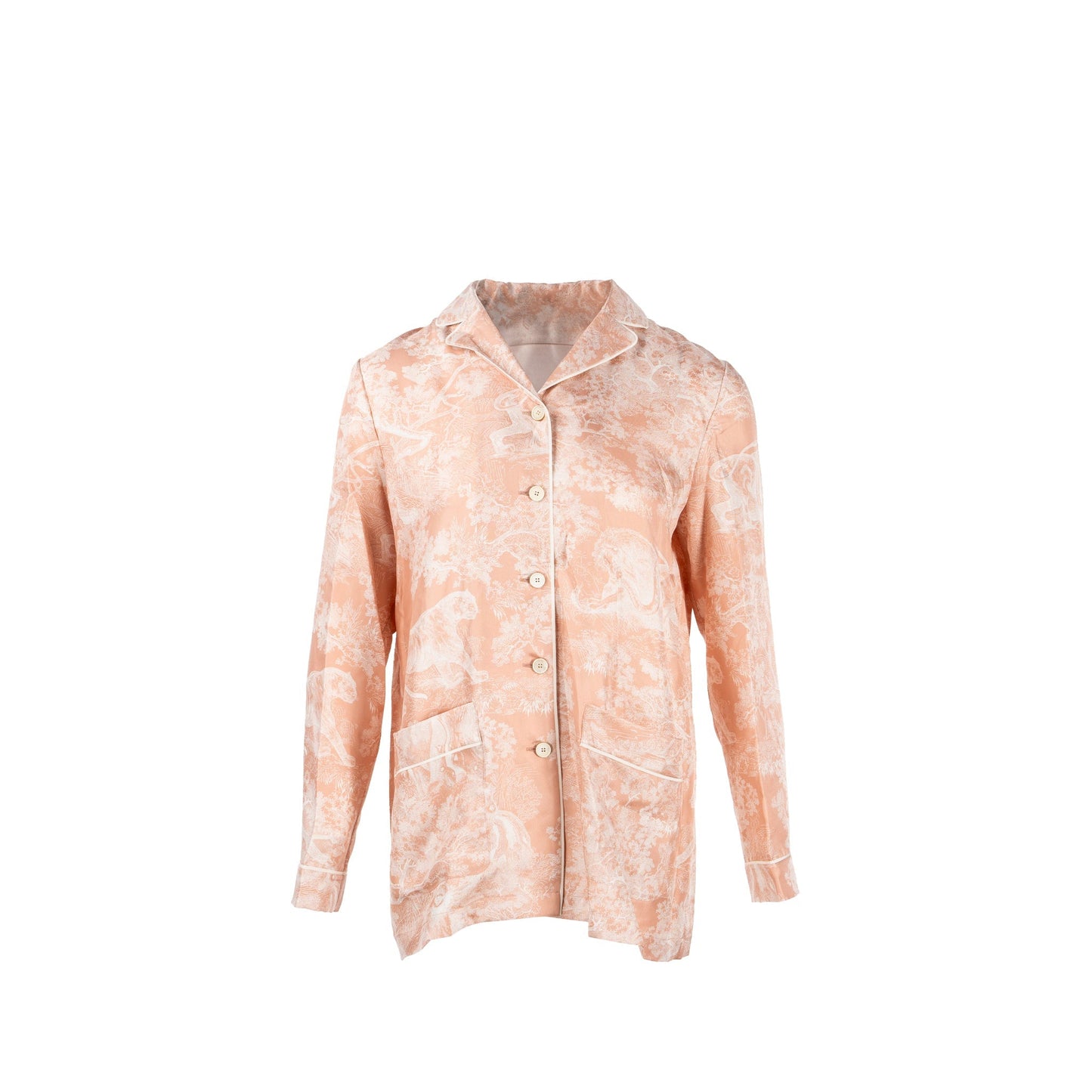 Luxury Dior Size 34 Toile De Jouy Shirt Silk Pink/White