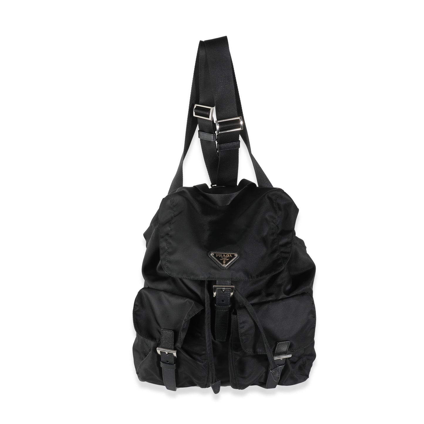 Luxury PradaBlack Tessuto Nylon Small Logo Backpack