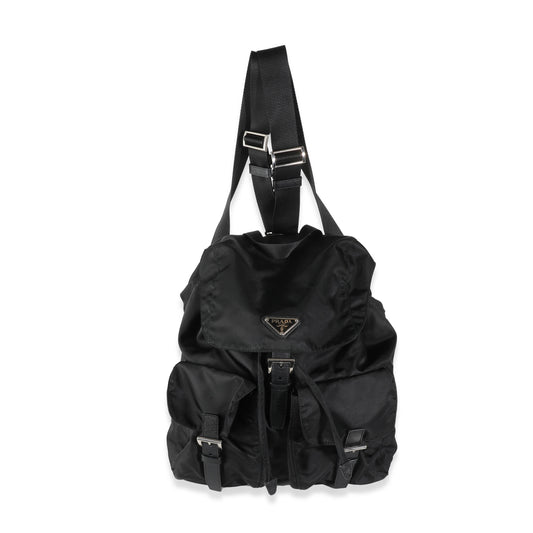 Luxury PradaBlack Tessuto Nylon Small Logo Backpack