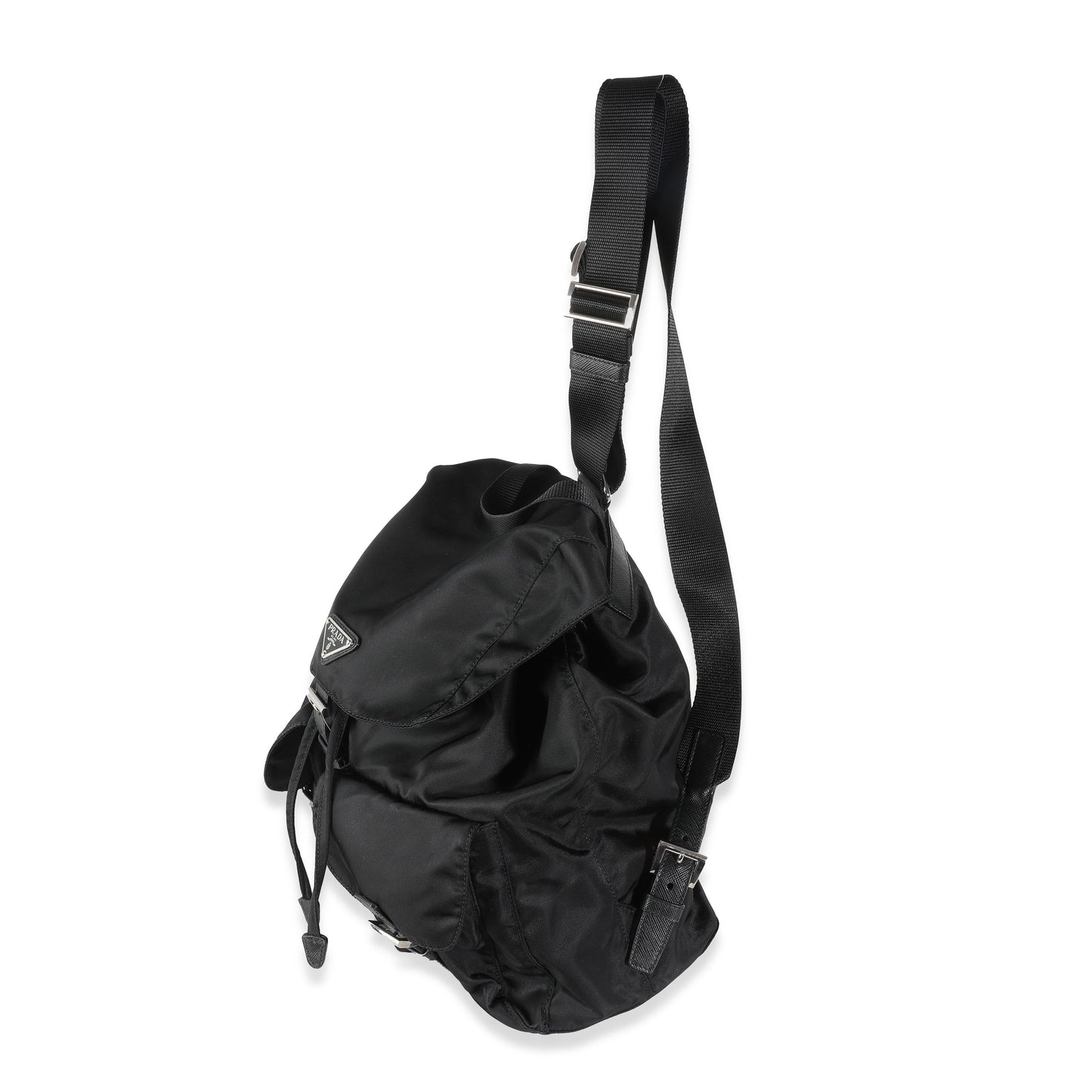 Luxury PradaBlack Tessuto Nylon Small Logo Backpack