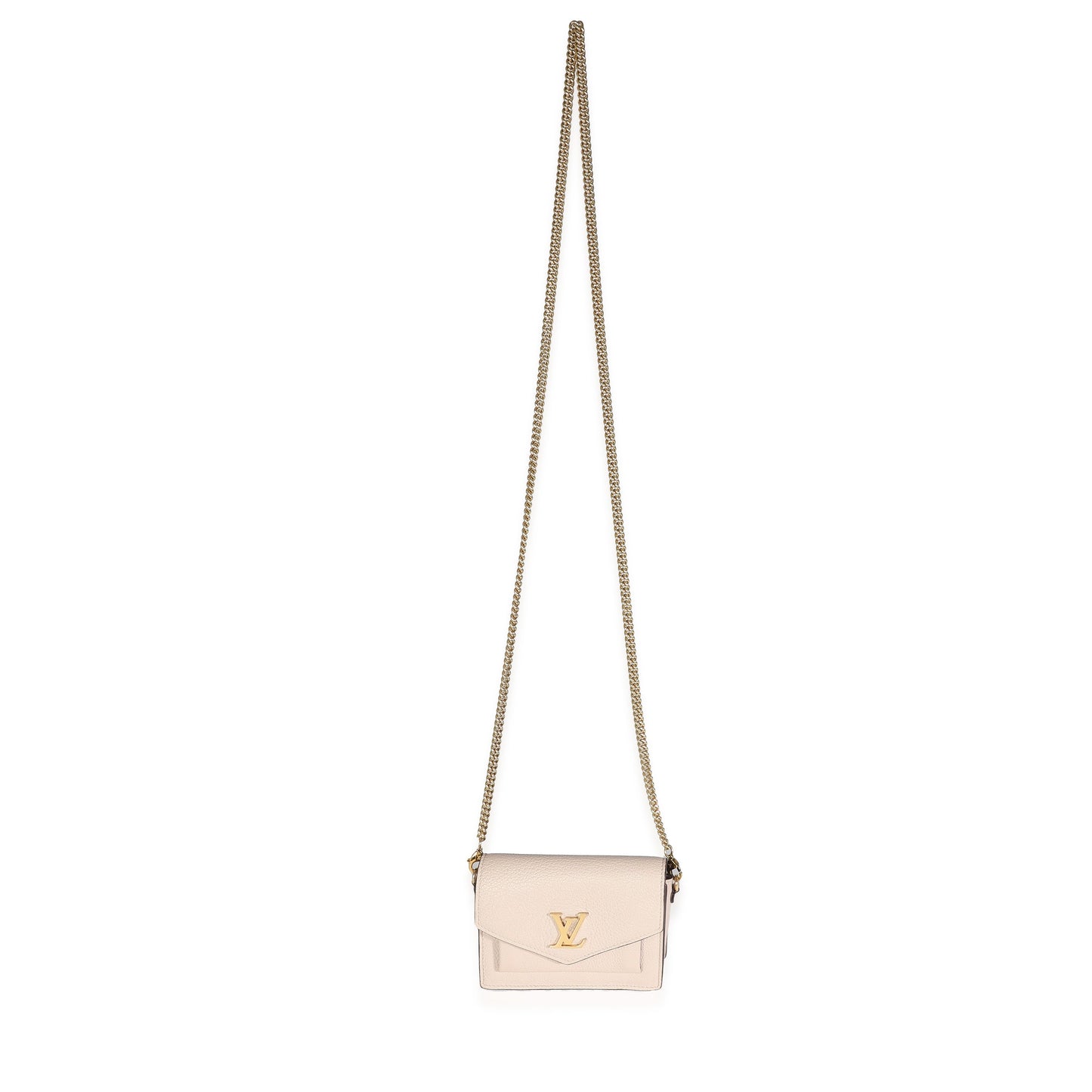 Louis Vuitton Greige Calfskin Mini MyLockMe Chain Pochette