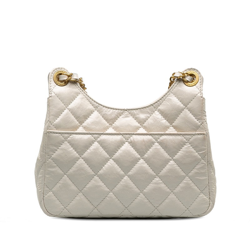 Chanel Matrases Coco  Chain Shoulder Bag White Leather  Chanel
