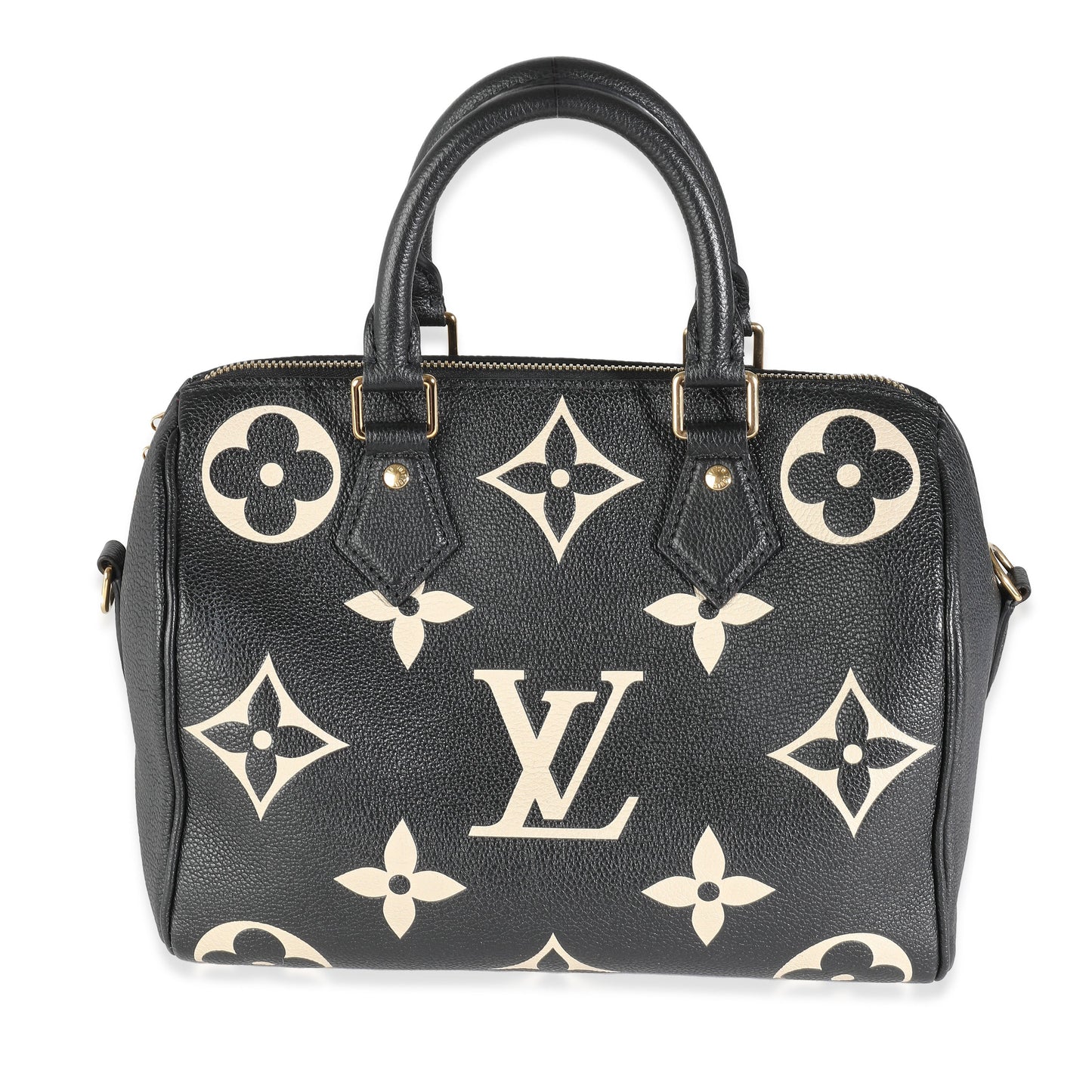 Louis Vuitton Black Beige Monogram Empreinte Speedy Bandouliere 25