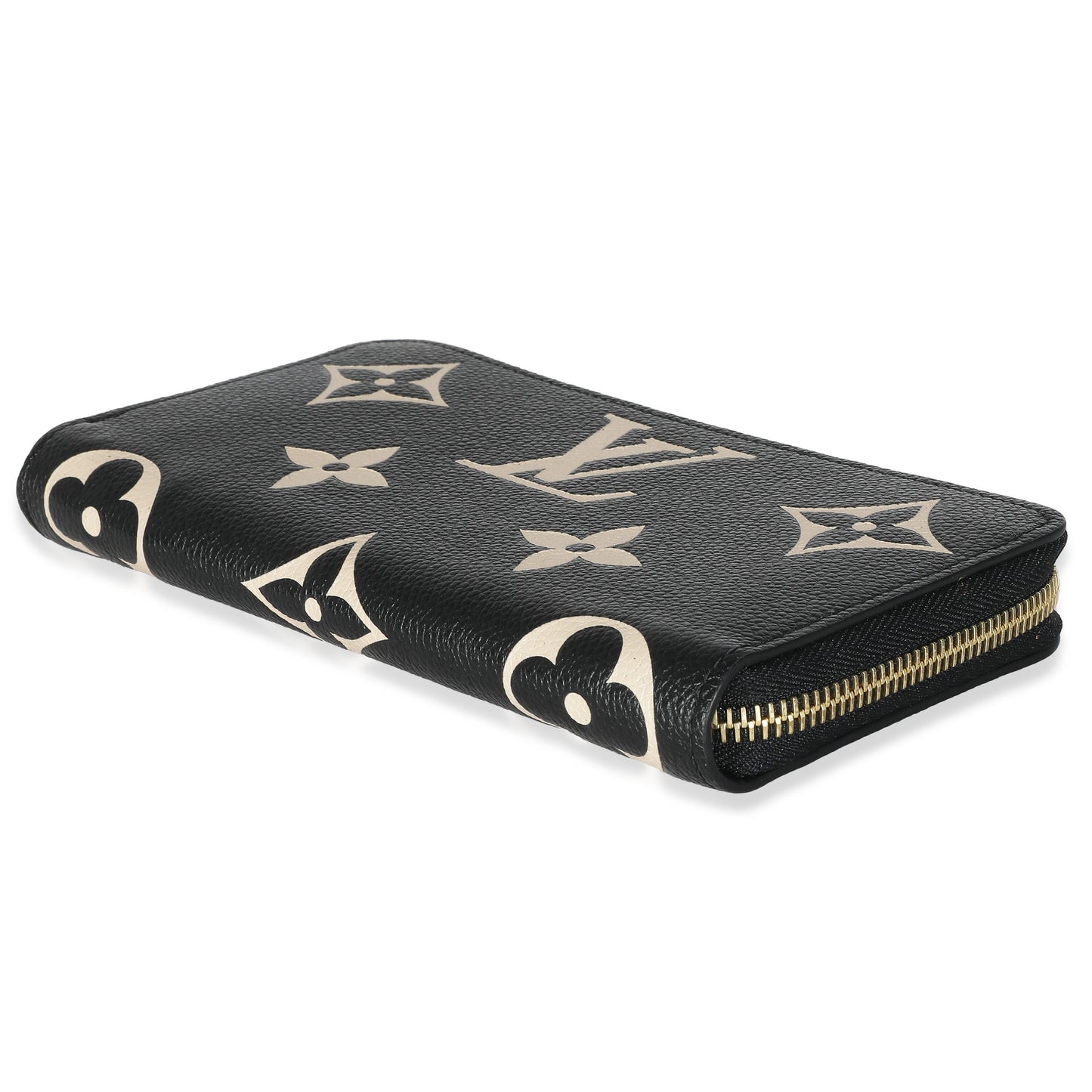 Louis Vuitton Beige Black Monogram Giant Empreinte Zippy Wallet