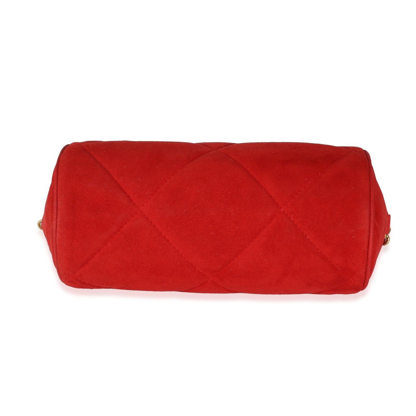 CHANEL Vintage Red Suede Diamond Stitch Tassel Barrel Clutch