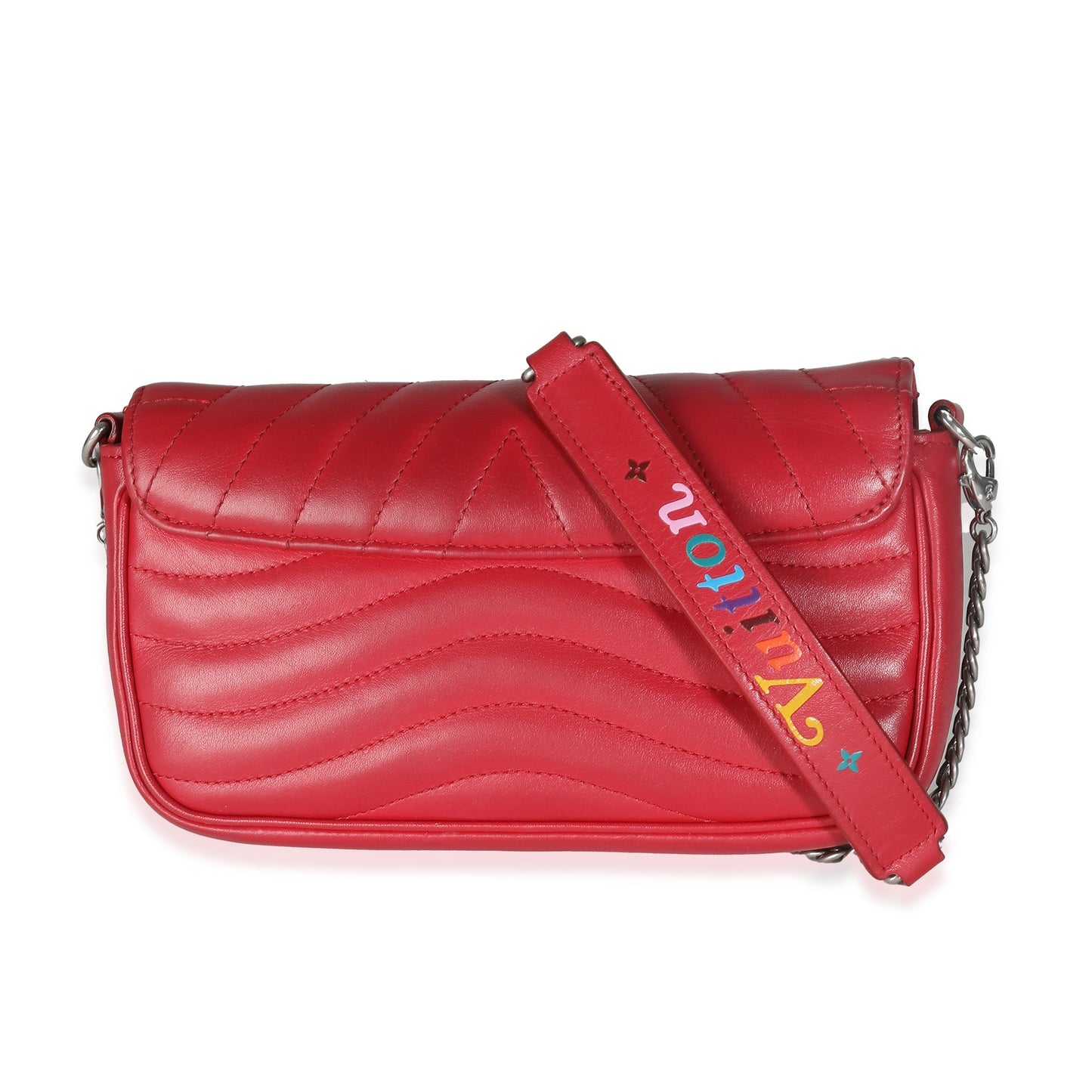 Louis Vuitton Scarlet Calfskin New Wave Chain Pochette