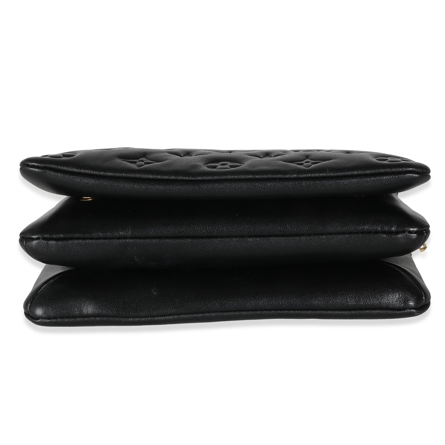 Louis Vuitton Black Monogram Embossed Puffy Lambskin Pochette Coussin