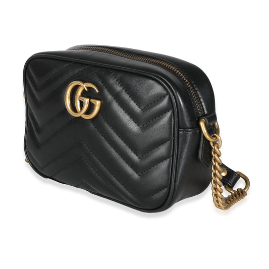 Luxury Gucci Trending 2025 Black Matelasse Mini GG Marmont Shoulder Bag