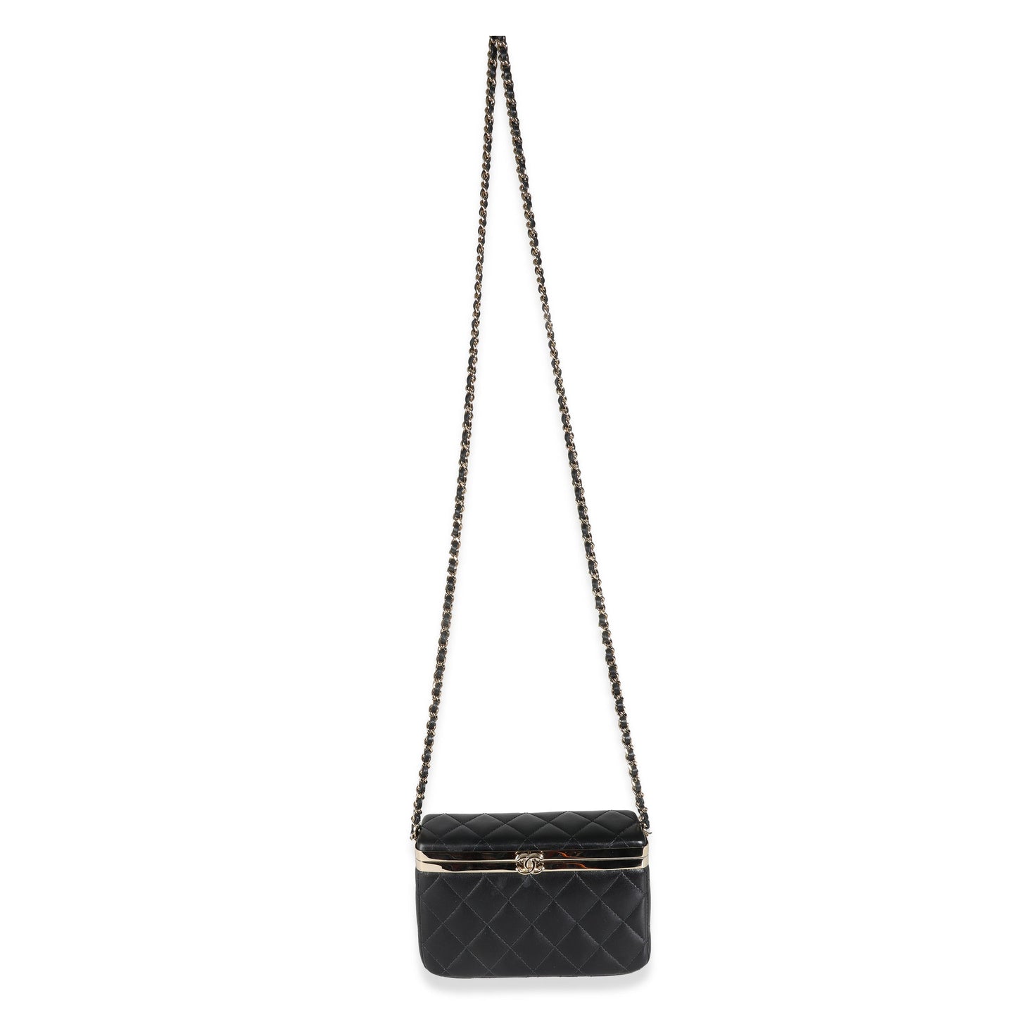 CHANEL 23S Black Quilted Lambskin Vanity Case With Chain