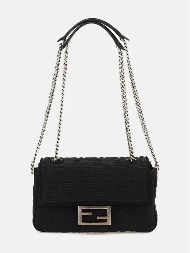 Luxury Fendi Baguette FF Fabric Chain Mini Bag Black