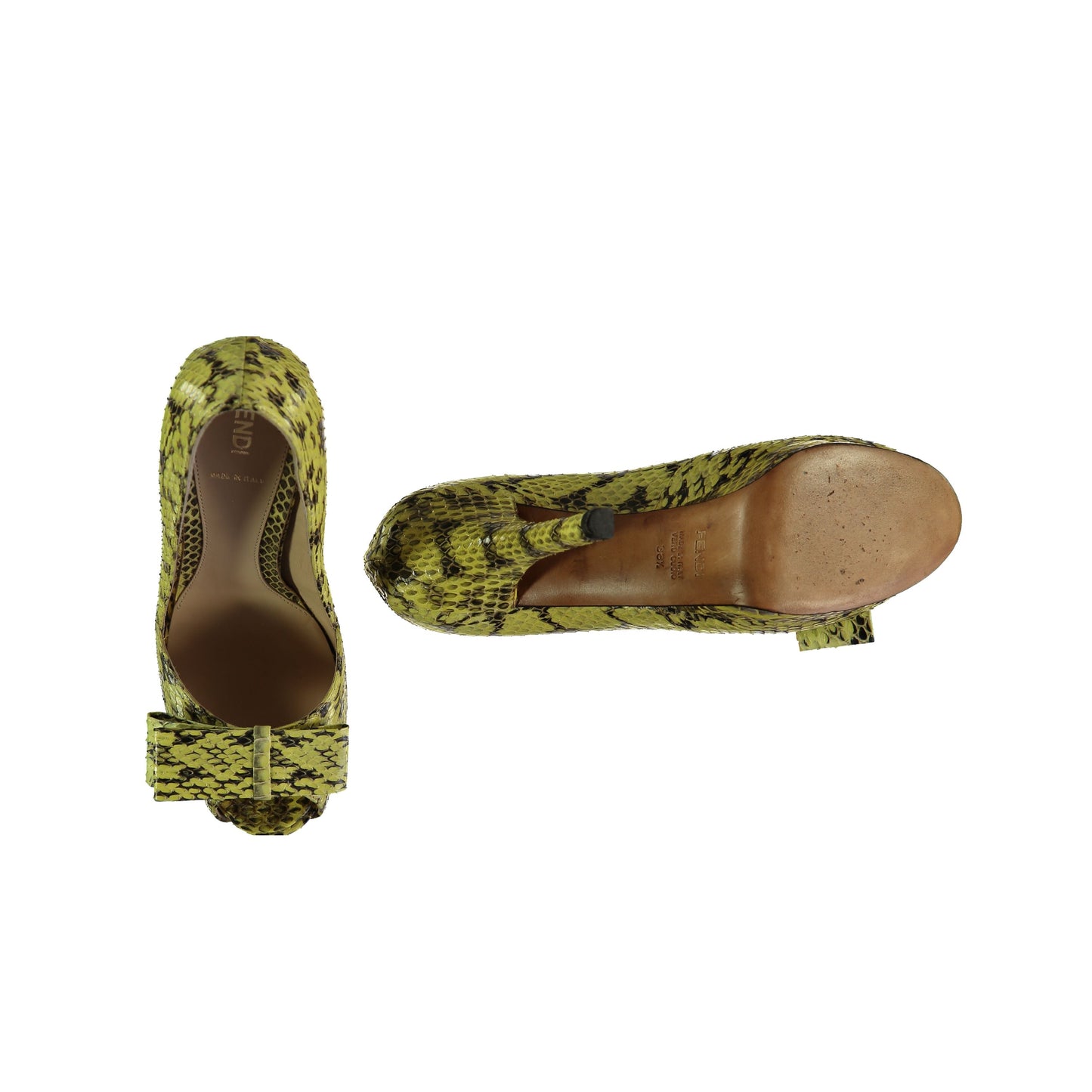 Luxury Fendi Snakeskin Peep-toe Platform Pumps - '10s