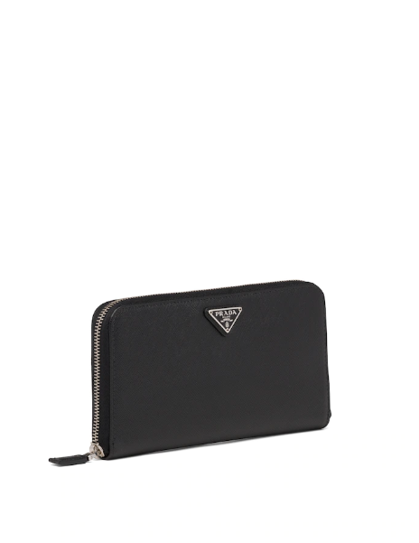 Luxury PradaLarge Saffiano Leather Wallet Black SiLouis Vuittoner Hardware