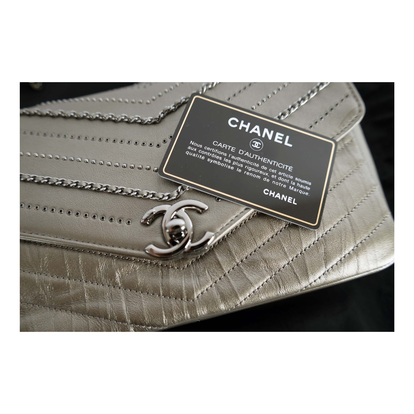 CHANEL Chanel Embelished 'Chain Sequins' Chevron Flap Bag