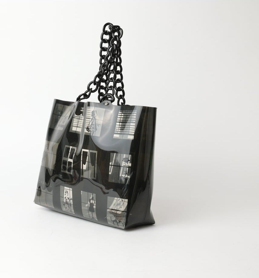 Chanel Vinyl Coco Window Tote Black