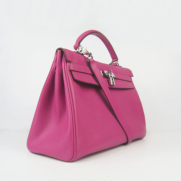 Luxury Hermes Kelly 35cm Togo Leather Handbag Peach/Silver