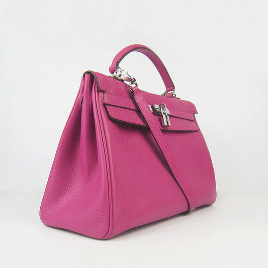 Luxury Hermes Kelly 35cm Togo Leather Handbag Peach/Silver