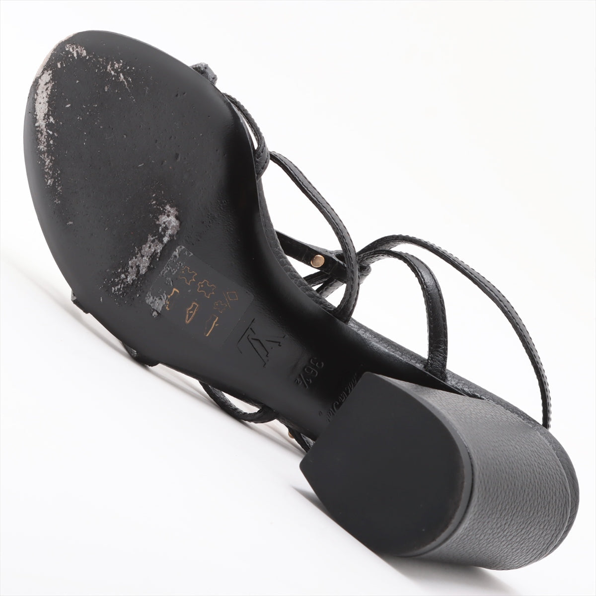 Louis Vuitton Leather Sandals 36.5  Black Roman Line