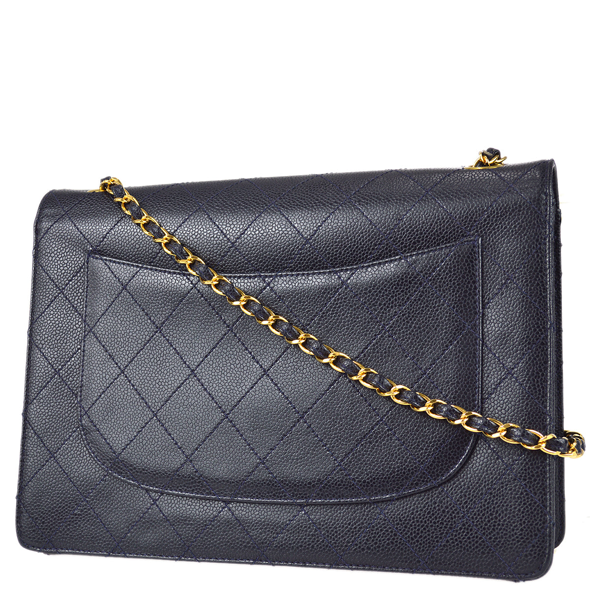 Luxury Chanel 1997-1999 Navy Caviar Classic Flap Chain Shoulder Bag