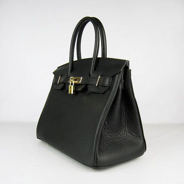 Luxury Hermes Birkin 30cm Togo Leather Handbags Black Golden