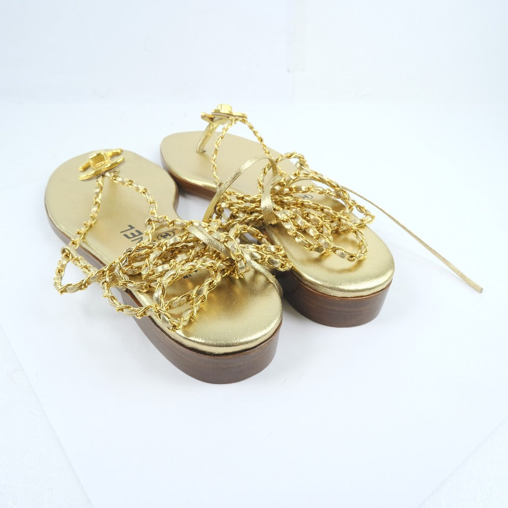 Chanel Chain Sandals Calf Gold