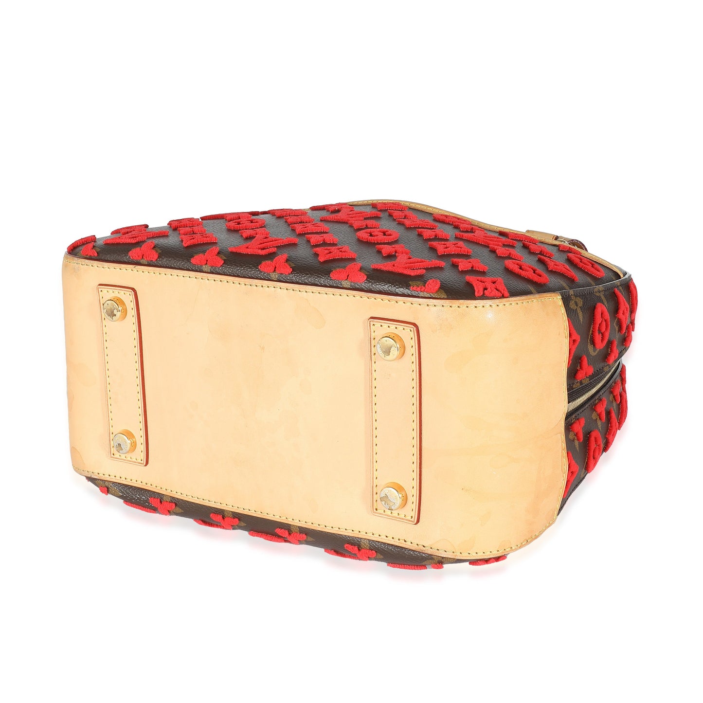 Louis Vuitton Red Tuffetage Monogram Canvas Deauville Cube