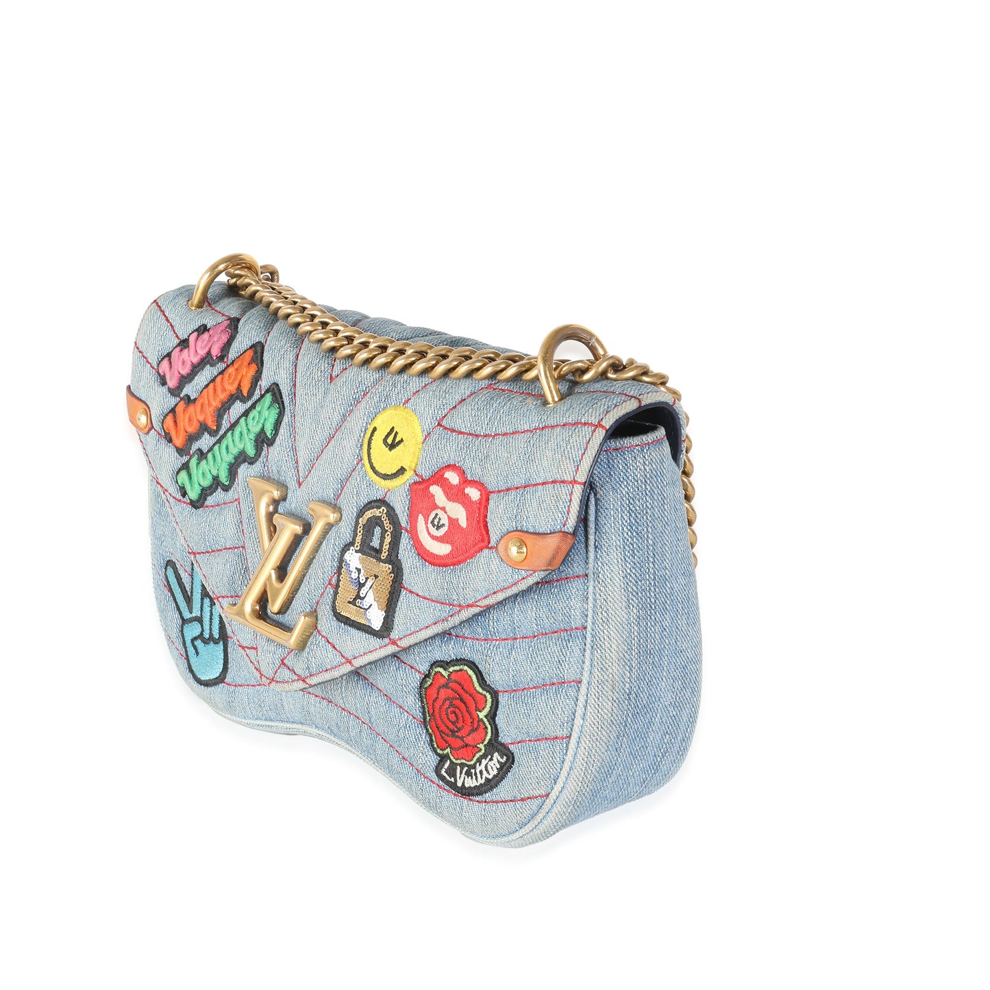 Louis Vuitton Blue Denim Patches New Wave Chain MM
