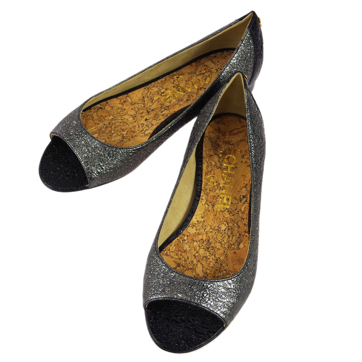 Luxury Chanel * Metallic Silver Pumps Shoes #35 C