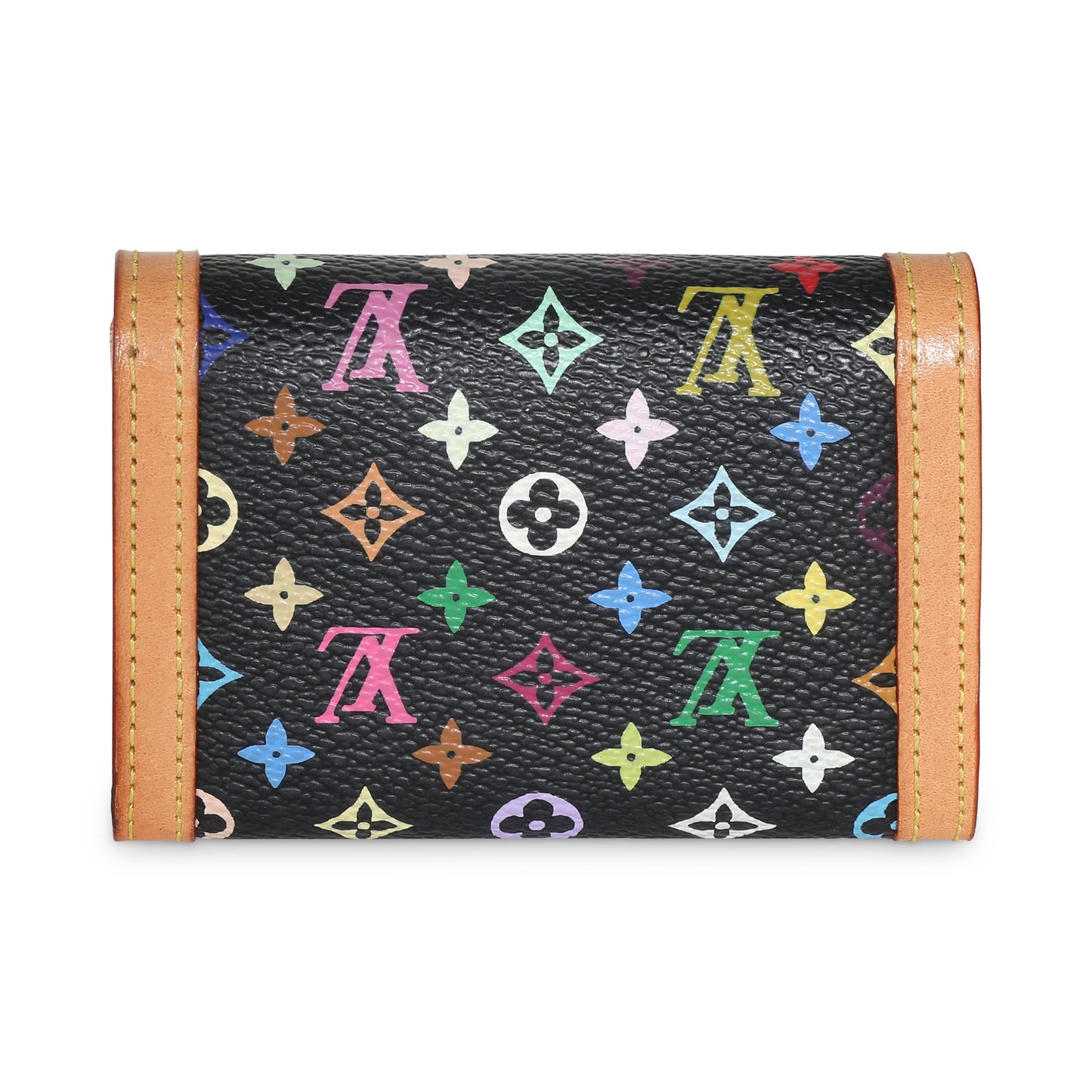 Louis Vuitton Black Multicolor Canvas Porte Monnaie Plat Coin Purse